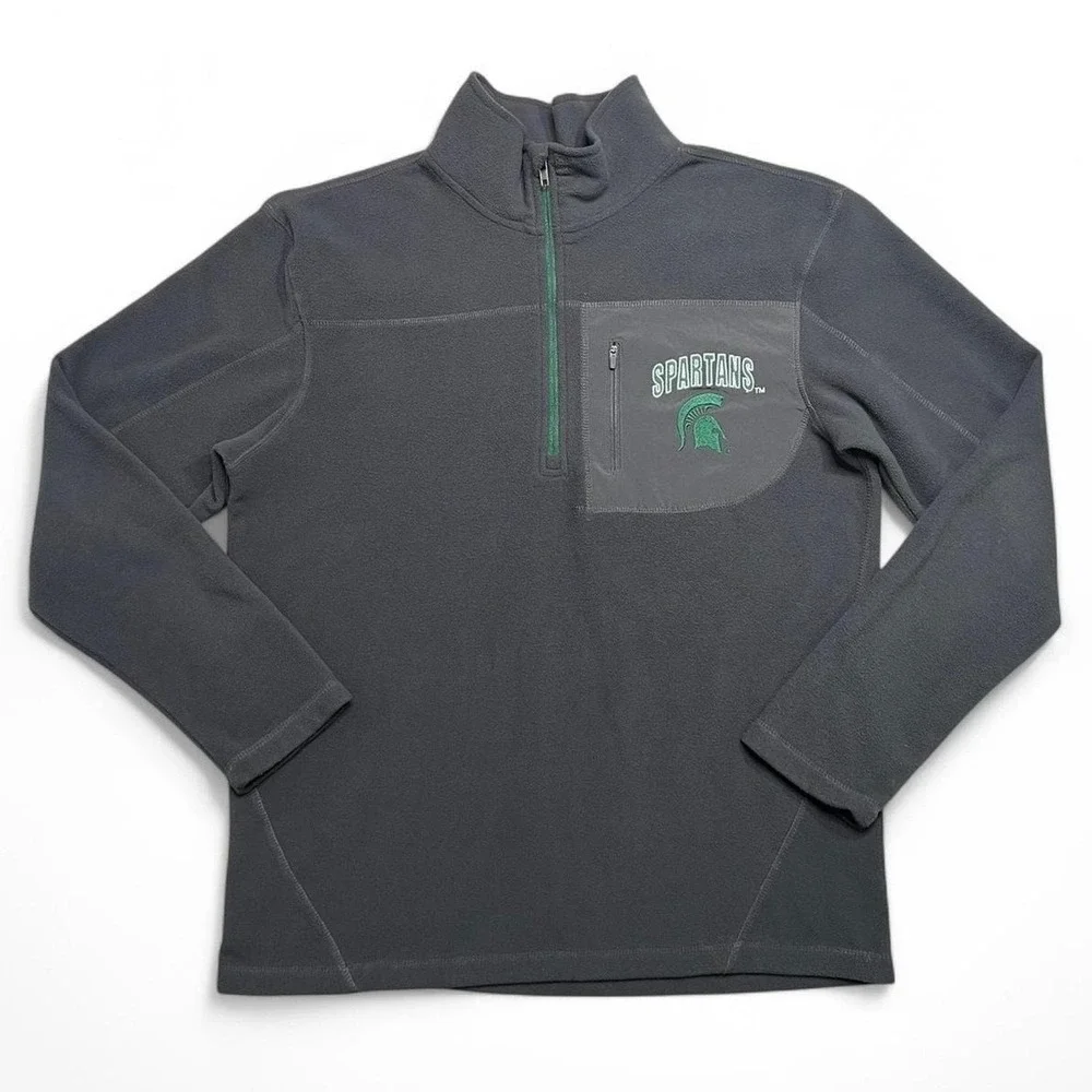 Colosseum Athletics Fleece Pullover Mens Large Gray MSU‎ Spartans Quarter Zip